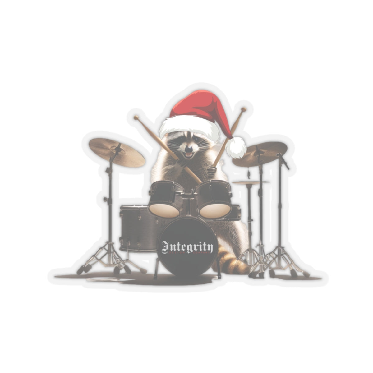 Christmas Raccoon Drummer Kiss-Cut Stickers - Holiday Décor & Gifts