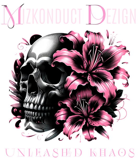 20oz Stainless Steel Tumbler — Black Skull & Pink Lily Insulated Travel Cup