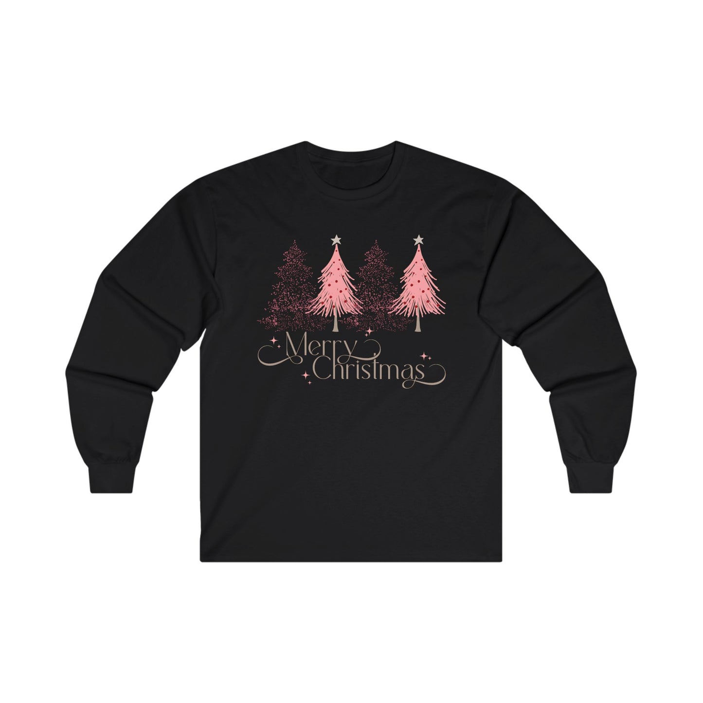 Merry Christmas Long Sleeve Tee - Holiday Tree Design