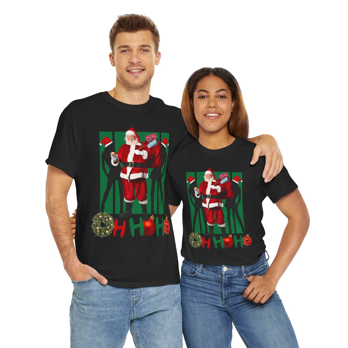 Funny Santa OH HO HO Unisex Heavy Cotton Tee - Holiday Christmas T-Shirt Express Delivery available