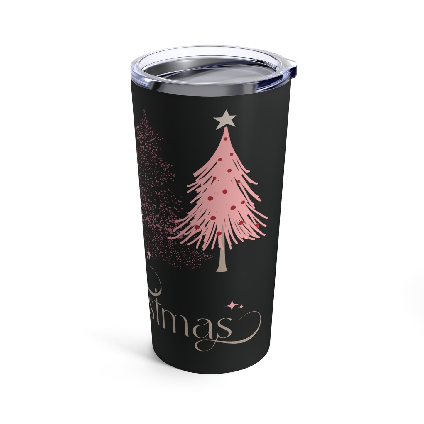 Merry Christmas 20oz Tumbler - Holiday Travel Cup - Black