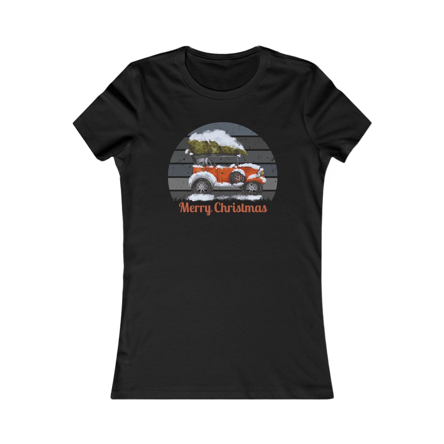 Vintage Christmas Car Women's Tee - Perfect Holiday Gift!