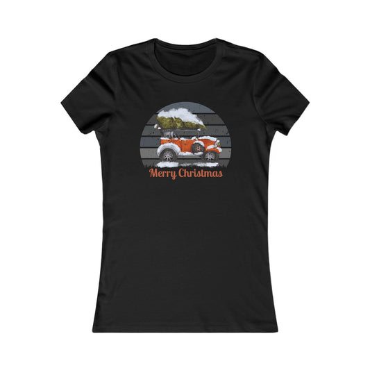 Vintage Christmas Car Women's Tee - Perfect Holiday Gift!