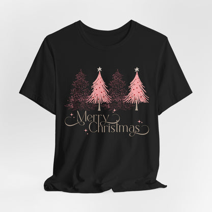 Merry Christmas Short Sleeve Tree Tee - Festive Holiday T-Shirt