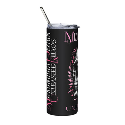 20oz Stainless Steel Tumbler — Black Skull & Pink Lily Insulated Travel Cup
