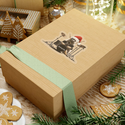 Christmas Raccoon Drummer Kiss-Cut Stickers - Holiday Décor & Gifts