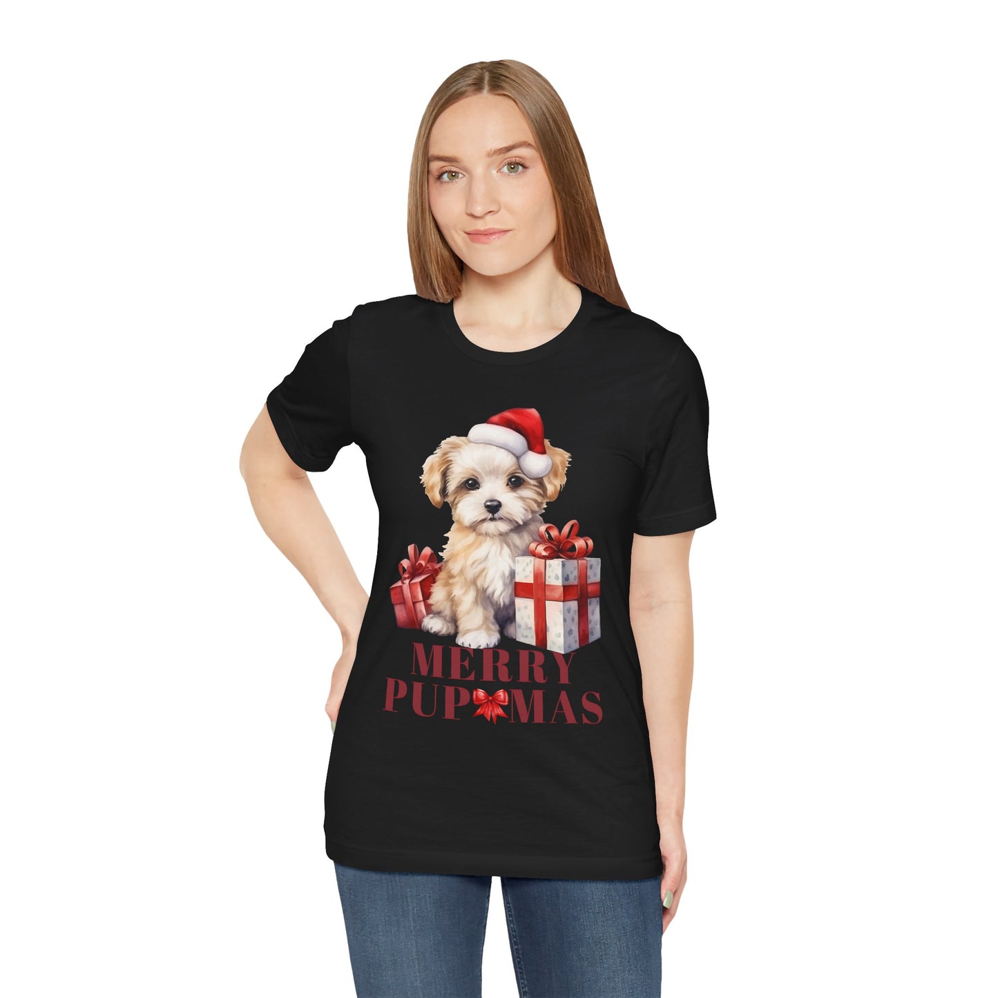 Merry Pupmas Unisex Short Sleeve Tee - Festive Dog Christmas T-Shirt