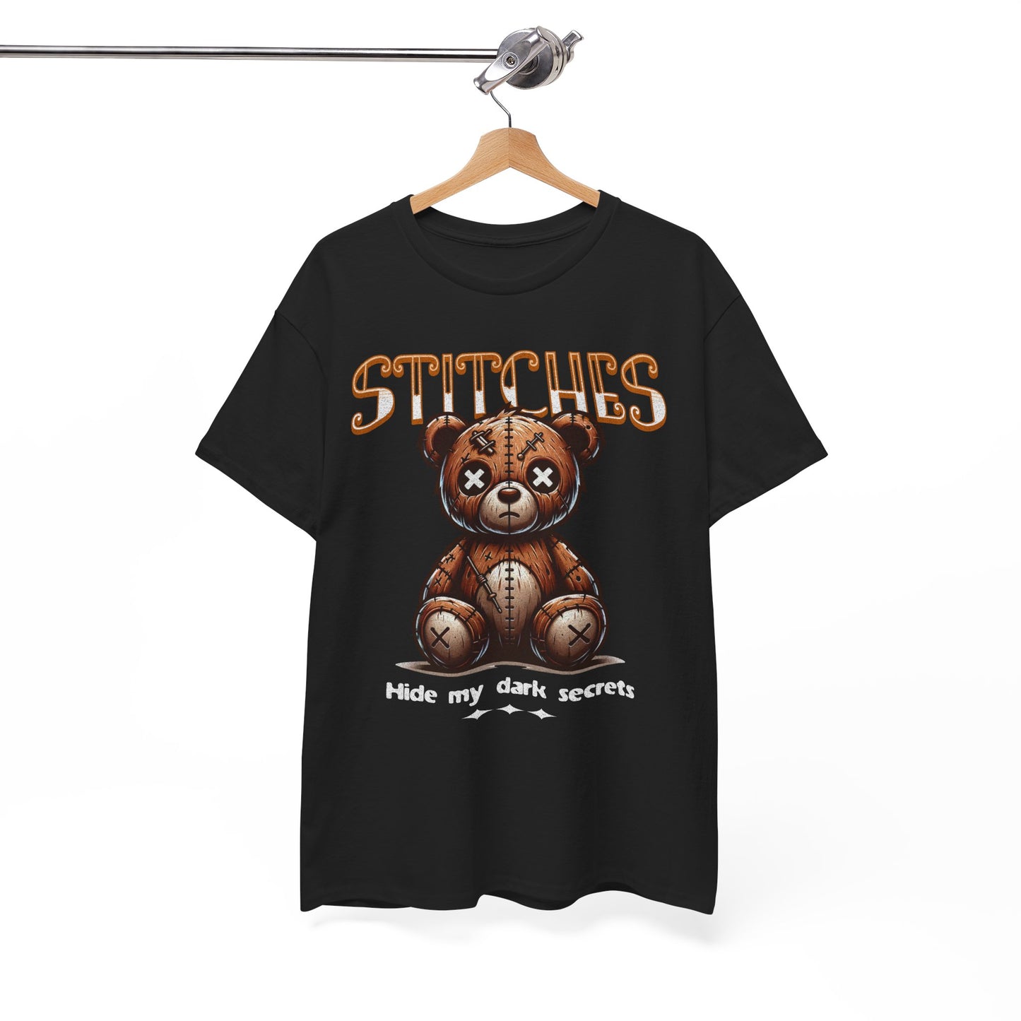 Stitches Teddy Bear Unisex Heavy Cotton Tee - Hide My Dark Secrets Shirt - Express Delivery available