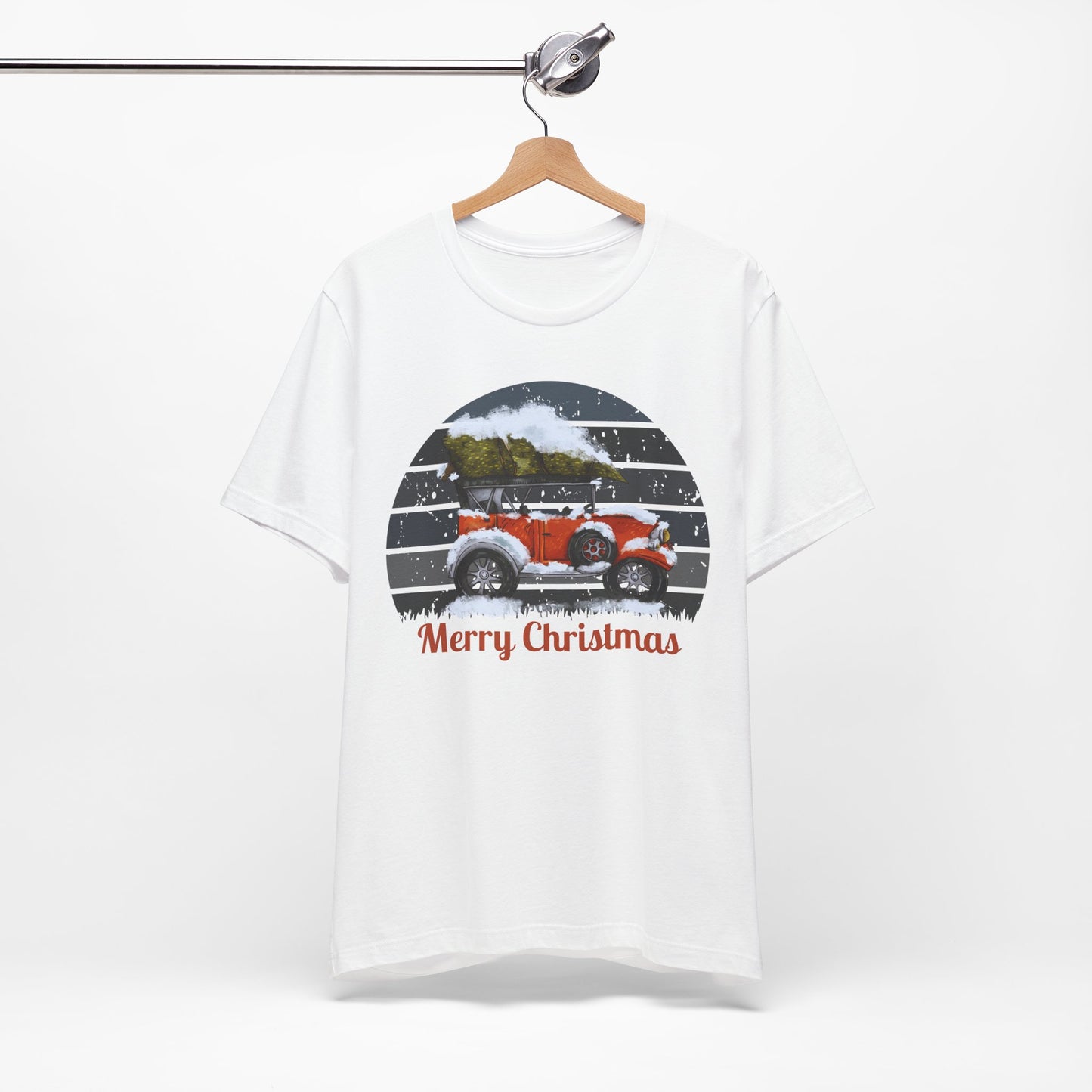 Merry Christmas Vintage Car Tee - Unisex Short Sleeve Christmas Shirt