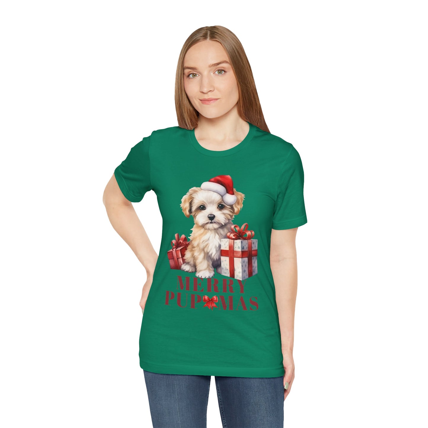 Merry Pupmas Unisex Short Sleeve Tee - Festive Dog Christmas T-Shirt