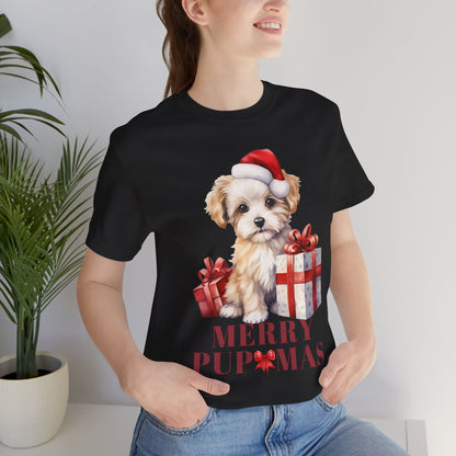 Merry Pupmas Unisex Short Sleeve Tee - Festive Dog Christmas T-Shirt