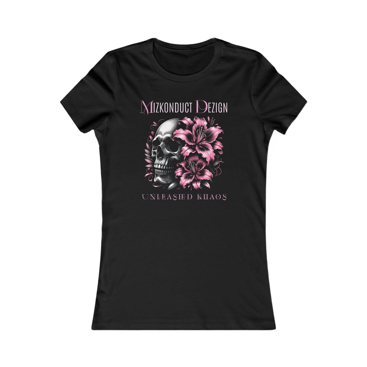 Women's Skull and Floral Tee - Unleashed Khaos Graphic T-Shirt