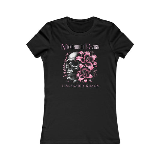 Women's Skull and Floral Tee - Unleashed Khaos Graphic T-Shirt