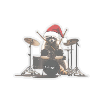 Christmas Raccoon Drummer Kiss-Cut Stickers - Holiday Décor & Gifts