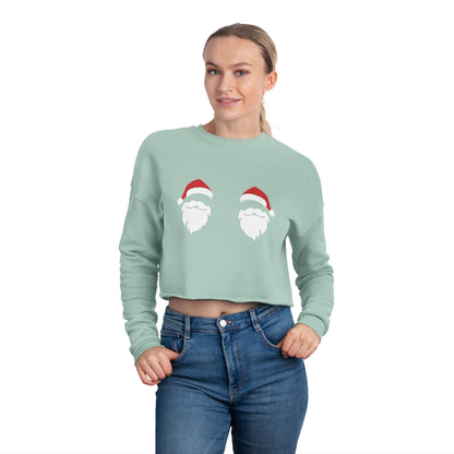 Festive Santa Cropped Sweatshirt for Women - Cute Holiday Apparel