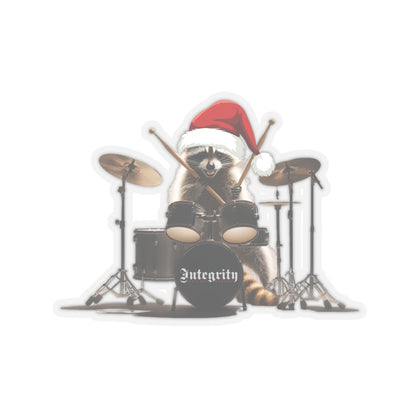Christmas Raccoon Drummer Kiss-Cut Stickers - Holiday Décor & Gifts