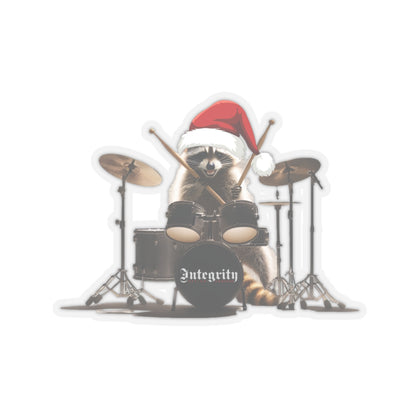 Christmas Raccoon Drummer Kiss-Cut Stickers - Holiday Décor & Gifts