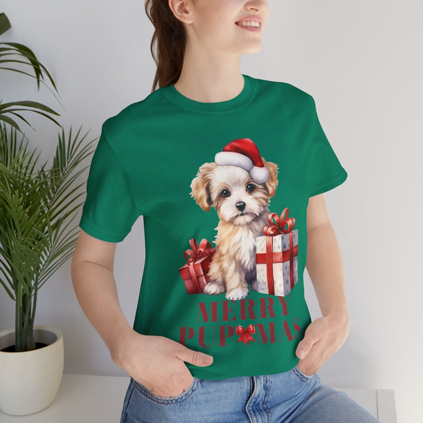 Merry Pupmas Unisex Short Sleeve Tee - Festive Dog Christmas T-Shirt