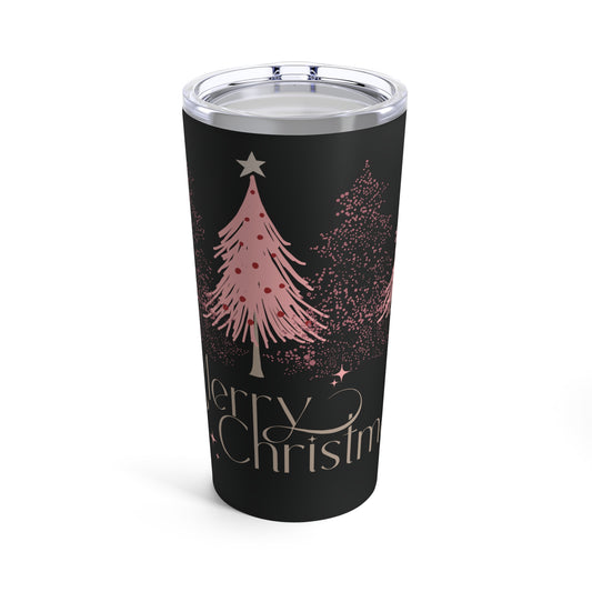 Merry Christmas 20oz Tumbler - Holiday Travel Cup - Black