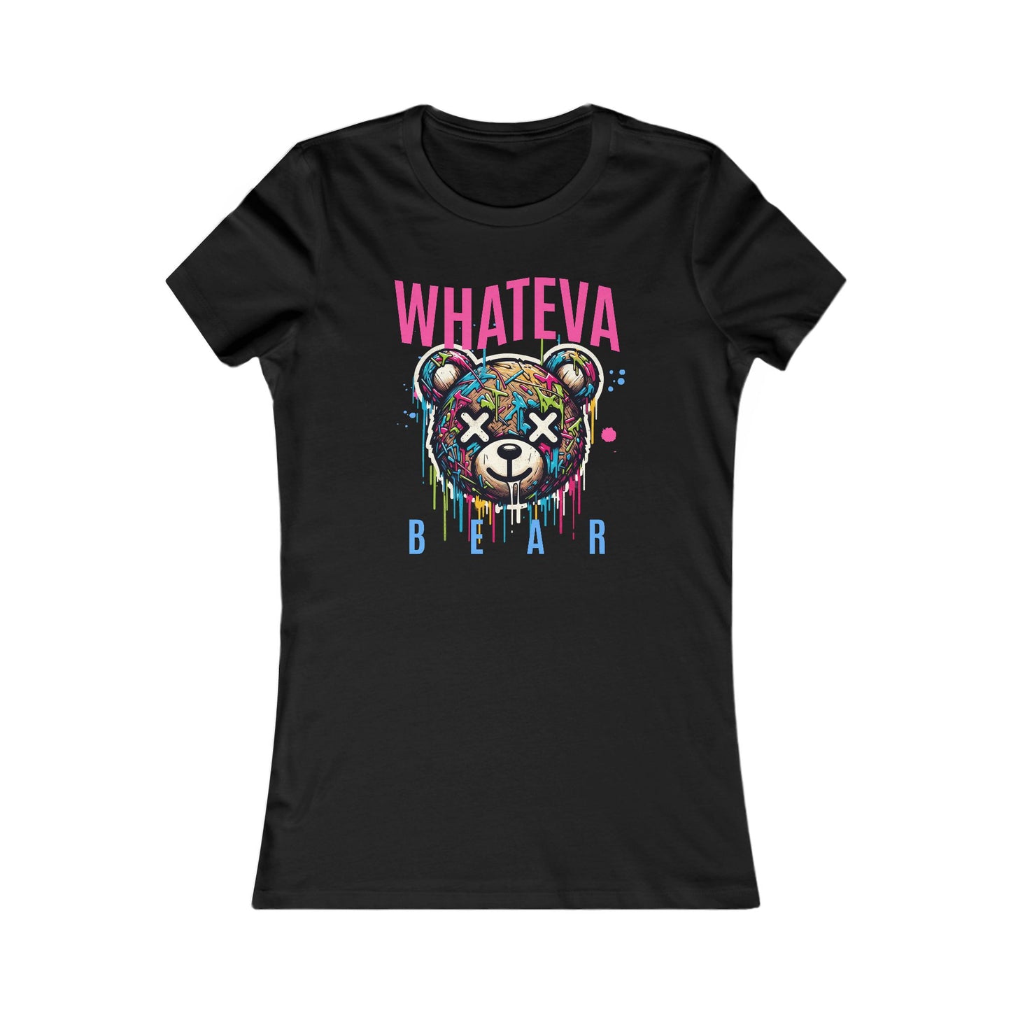 Colorful Whateva Bear Women's Tee - Fun Graphic T-Shirt for Casual Wear