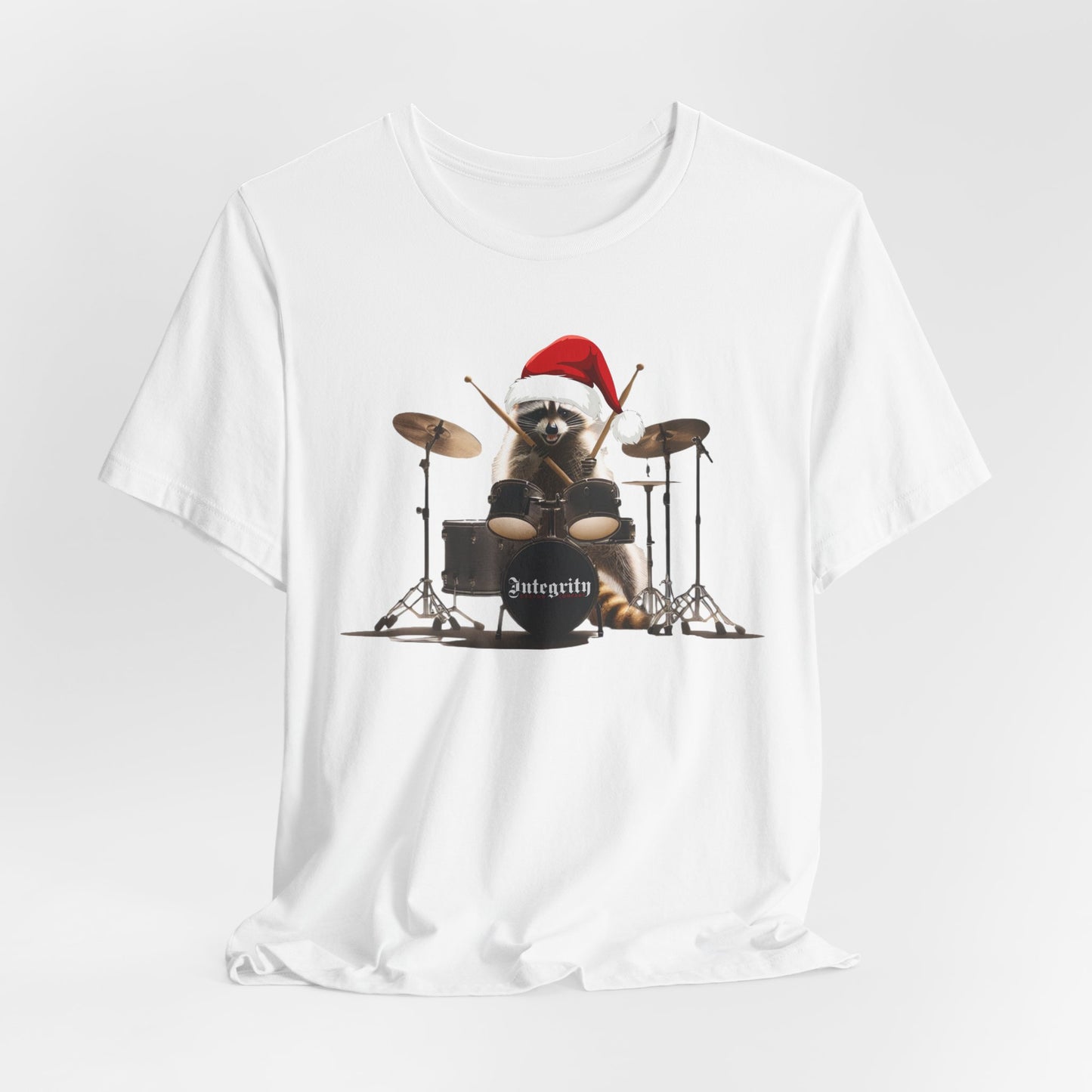 RocknRoll Drummer Raccoon - Unisex Jersey Tee - Perfect Holiday Gift! Express Delivery available