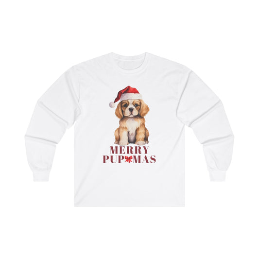 Merry Pupmas Unisex Long Sleeve Tee - Cute Dog Christmas Shirt