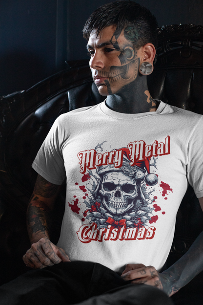 Merry Metal Christmas Tee - Unisex Heavy Cotton T-Shirt for Music Lovers