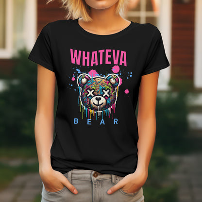 Colorful Whateva Bear Women's Tee - Fun Graphic T-Shirt for Casual Wear