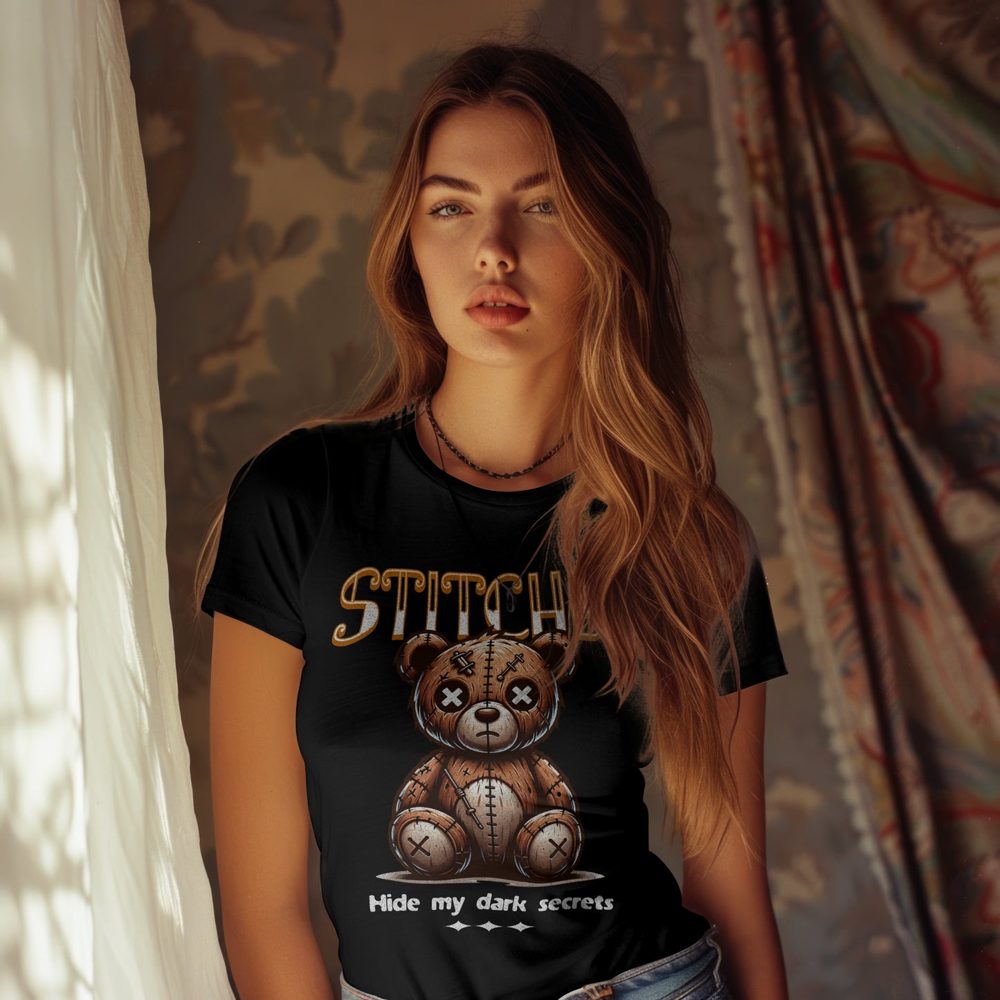 Stitches Teddy Bear Unisex Heavy Cotton Tee - Hide My Dark Secrets Shirt - Express Delivery available