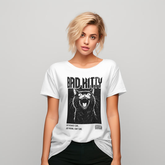 Bad Kitty Graphic Unisex Heavy Cotton Tee - Funny Cat Tee for Animal Lovers - Express Delivery available