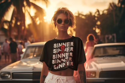 Sinner Unisex Heavy Cotton Tee - Bold Graphic T-Shirt for Halloween & Casual Wear - Express Delivery available