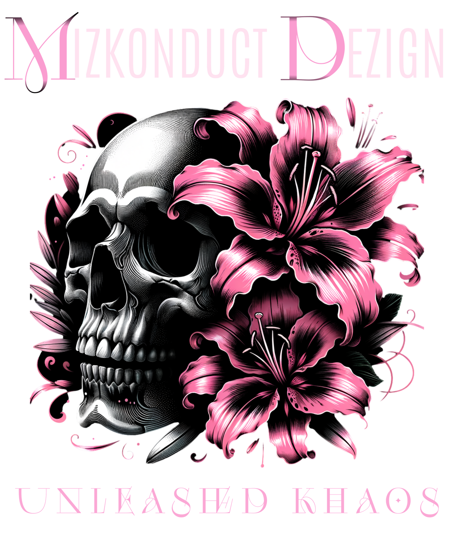 20oz Stainless Steel Tumbler — Black Skull & Pink Lily Insulated Travel Cup