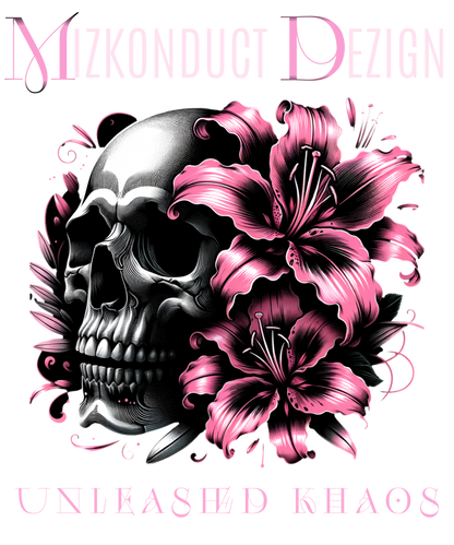 20oz Stainless Steel Tumbler — Black Skull & Pink Lily Insulated Travel Cup