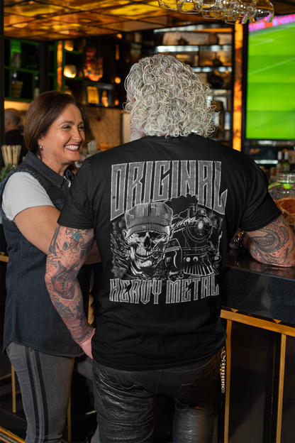 Heavy Metal RailRoad T-Shirt - Original Heavy Metal Skull & Train Graphic