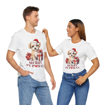 Merry Pupmas Unisex Short Sleeve Tee - Festive Dog Christmas T-Shirt