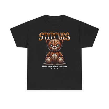 Stitches Teddy Bear Unisex Heavy Cotton Tee - Hide My Dark Secrets Shirt - Express Delivery available