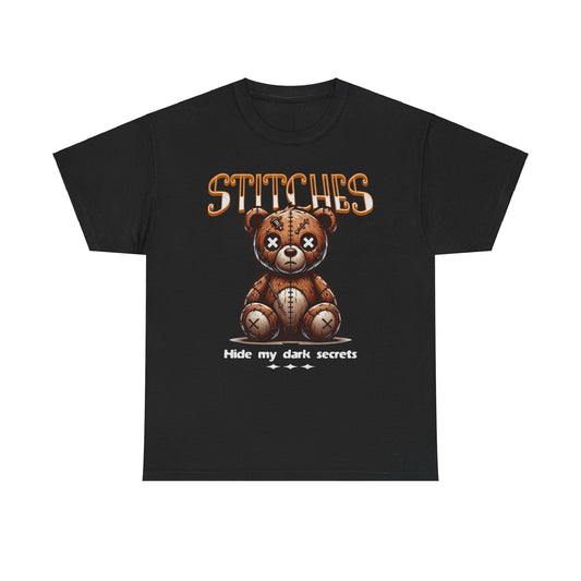 Stitches Teddy Bear Unisex Heavy Cotton Tee - Hide My Dark Secrets Shirt - Express Delivery available