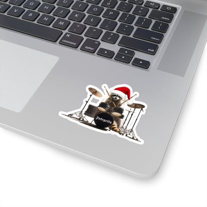 Christmas Raccoon Drummer Kiss-Cut Stickers - Holiday Décor & Gifts