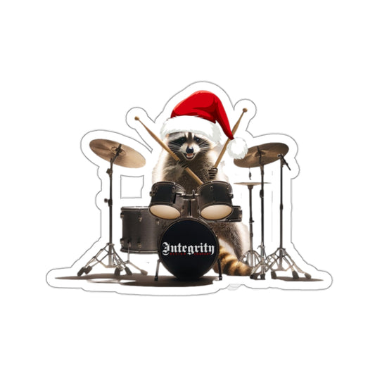 Christmas Raccoon Drummer Kiss-Cut Stickers - Holiday Décor & Gifts