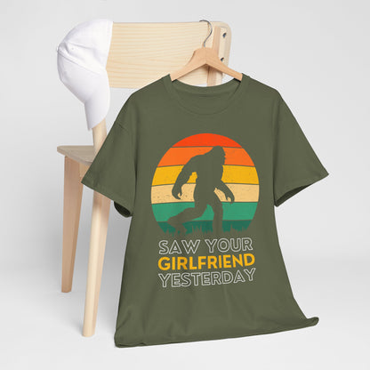 Sasquatch Girlfriend Unisex Heavy Cotton Tee - Fun Retro Style for Nature Lovers - Express Delivery available