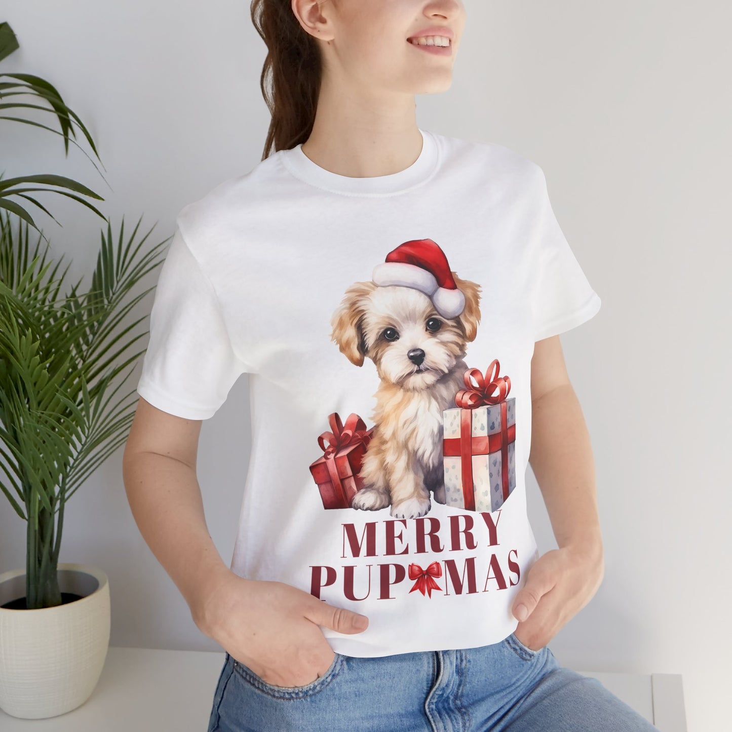 Merry Pupmas Unisex Short Sleeve Tee - Festive Dog Christmas T-Shirt