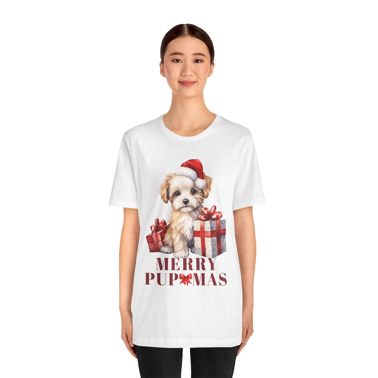 Merry Pupmas Unisex Short Sleeve Tee - Festive Dog Christmas T-Shirt