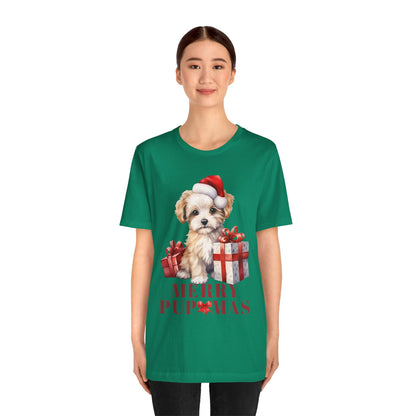 Merry Pupmas Unisex Short Sleeve Tee - Festive Dog Christmas T-Shirt