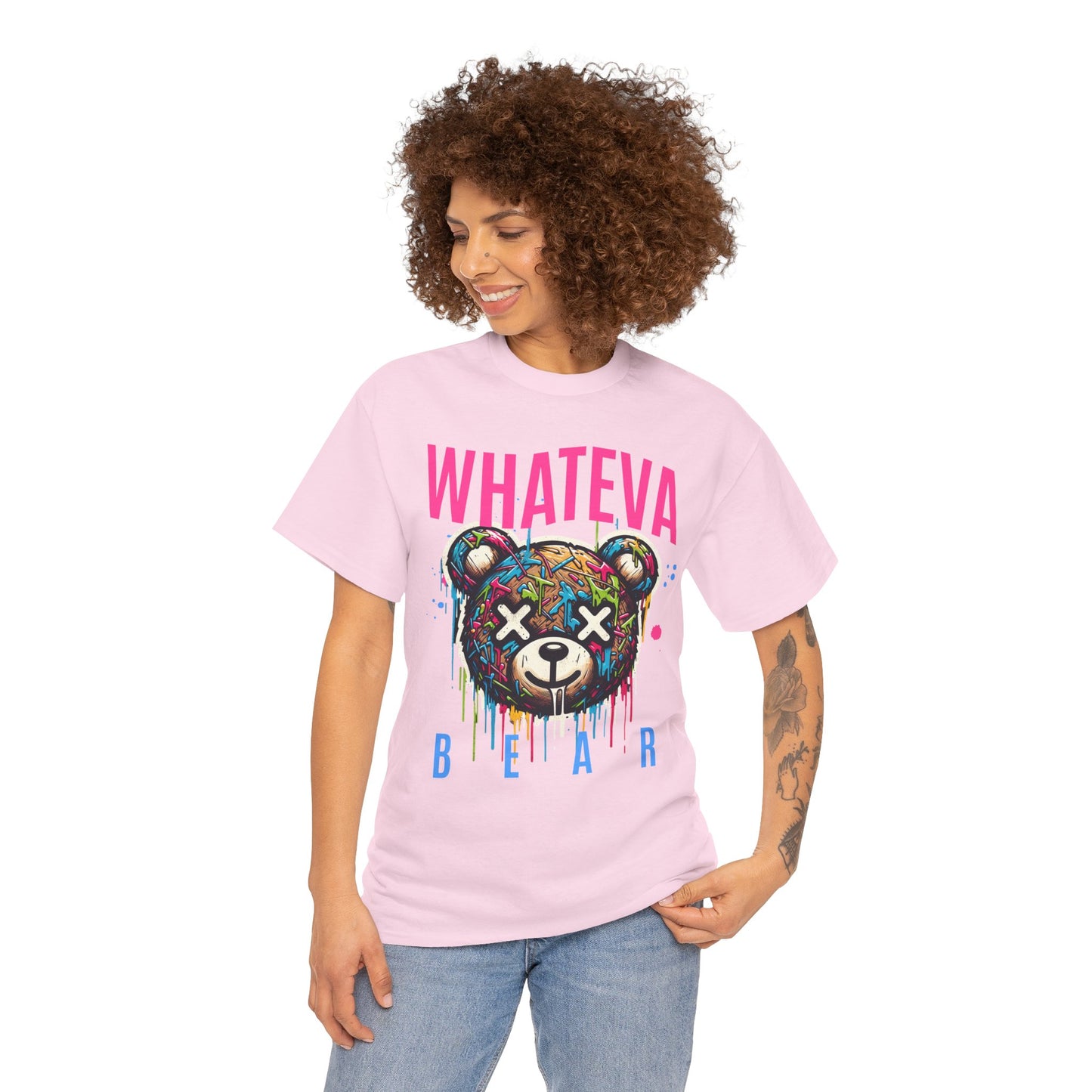 Colorful Whateva Bear Unisex Heavy Cotton Tee