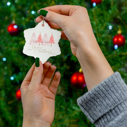 Merry Christmas Ceramic Ornament - Snowflake, Star, Heart, Circle - Decoration