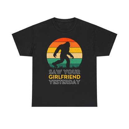 Sasquatch Girlfriend Unisex Heavy Cotton Tee - Fun Retro Style for Nature Lovers - Express Delivery available