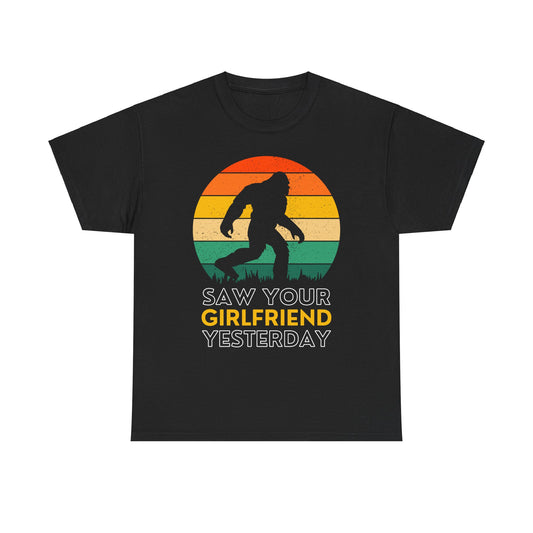 Sasquatch Girlfriend Unisex Heavy Cotton Tee - Fun Retro Style for Nature Lovers - Express Delivery available