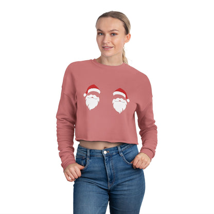 Festive Santa Cropped Sweatshirt for Women - Cute Holiday Apparel