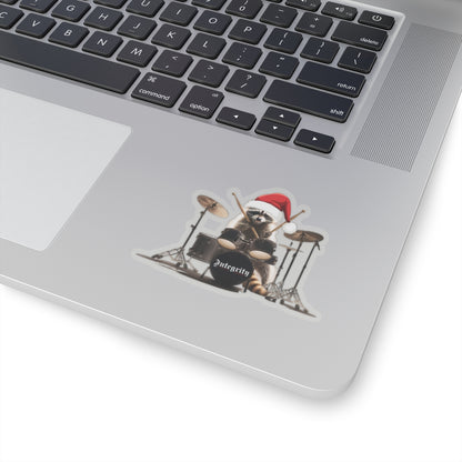 Christmas Raccoon Drummer Kiss-Cut Stickers - Holiday Décor & Gifts
