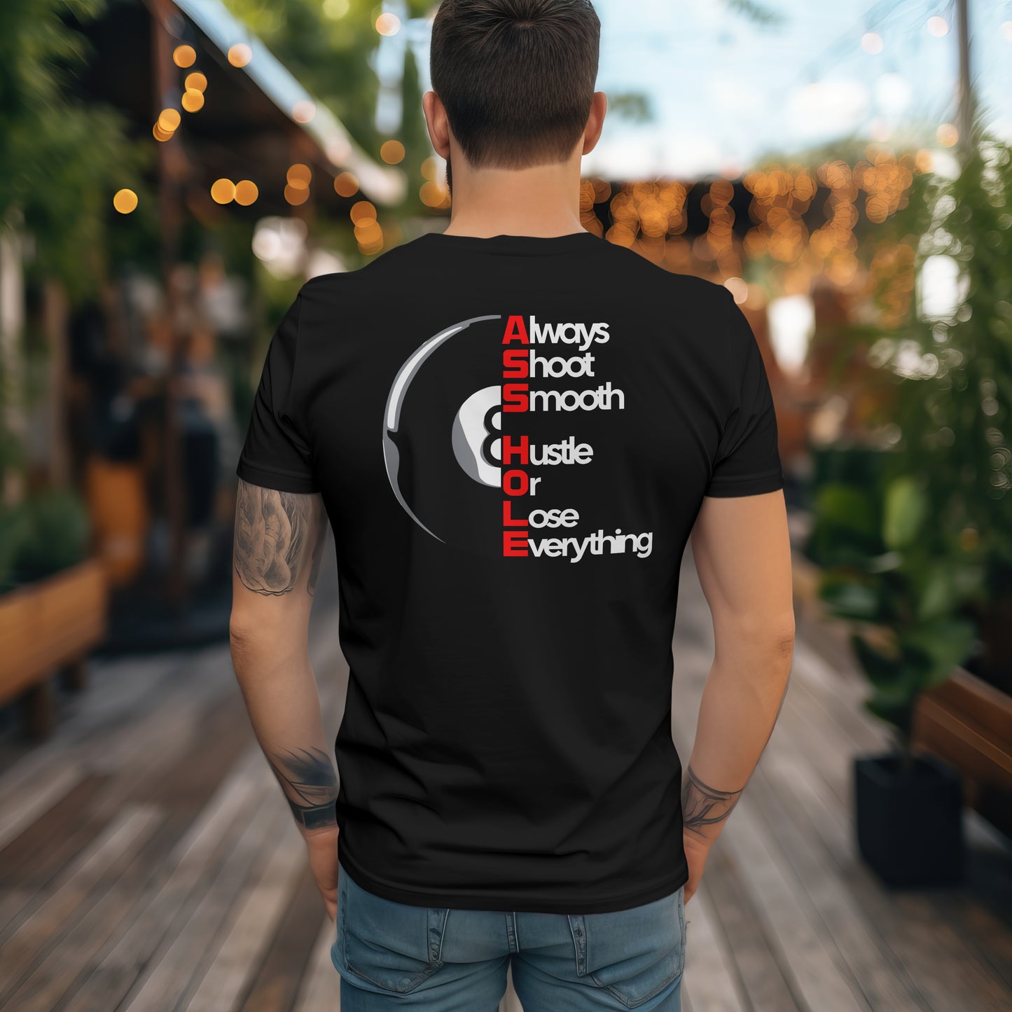 Pool Player TShirt - Hustle Or Lose Everything - 8Ball - Scared Red